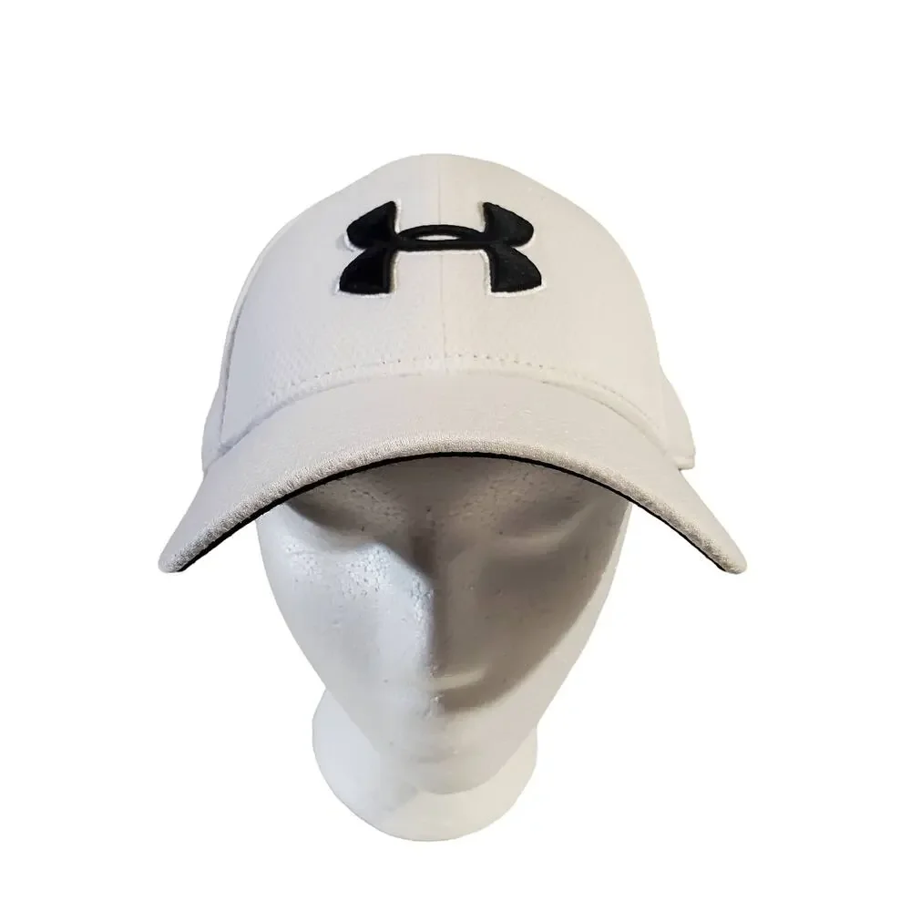 Under Armour Mens UA Blitzing 3.0 White Logo Stretch Fit Baseball Cap Size M/L